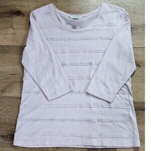 Christopher & Banks Light Pink 3/4 Sleeve Blouse with silver metal embellishment